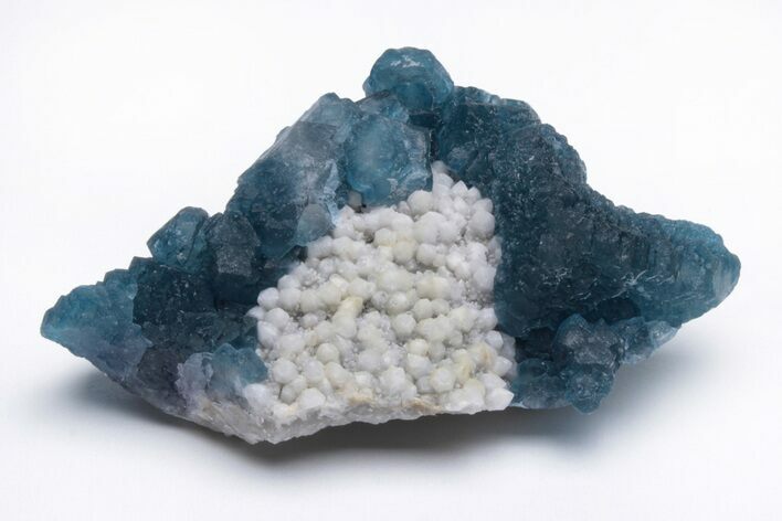 Blue, Cubic/Octahedral Fluorite on Quartz - Inner Mongolia #213839